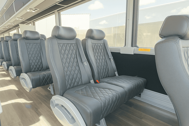 interior of Arlington Heights Coach Bus Service charter bus